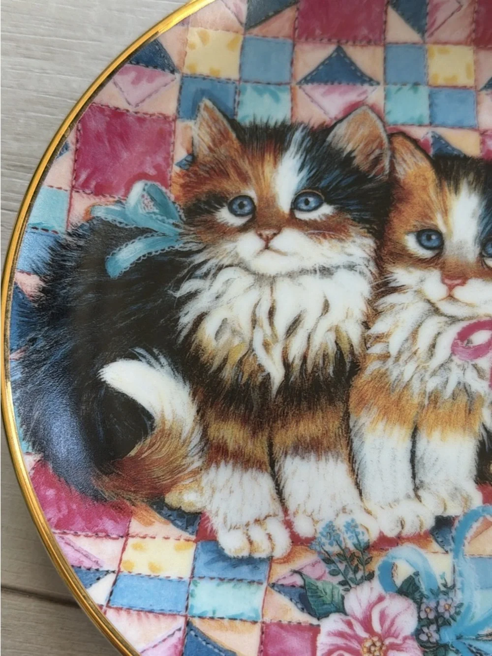 Decorative Cat Plate - Kittens Franklin Mint Patchwork Pals K.Duncan